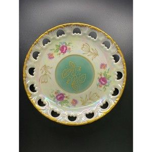 Foreist Fine Porcelain Ware Versailles Style Lusterware Reticulated Saucer #3